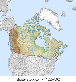 Relief Map Canada 3dillustration Stock Illustration 443169892 ...