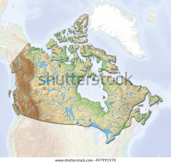 Relief Map Canada 3drendering Stock Illustration 497991970