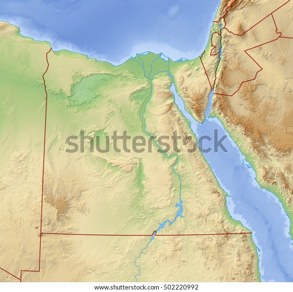 Relief Map Egypt 3drendering Stock Illustration 502220992