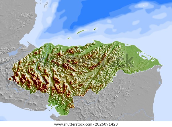 Relief Map Honduras 3d Rendering Stock Illustration 2026091423 ...