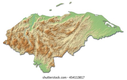 Relief Map Of Honduras - 3D-Rendering