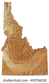 Relief map - Idaho (United States) - 3D-Rendering