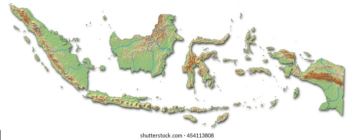 Relief Map Of Indonesia - 3D-Rendering