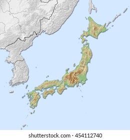 Relief map of Japan - 3D-Rendering