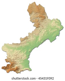 Relief Map Languedocroussillon France 3drendering Stock Illustration