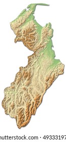 Relief Map - Marlborough (New Zealand) - 3D-Rendering