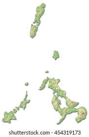 Relief Map Nagasaki Japan 3drendering Stock Illustration 454319173 