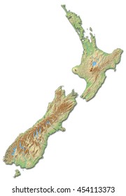 Relief map of New Zealand - 3D-Rendering