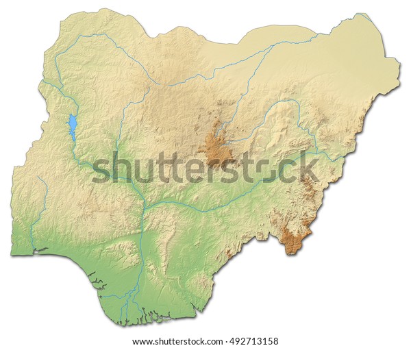 Relief Map Nigeria 3drendering Stock Illustration 492713158