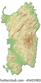 Relief Map Sardinia Italy 3drendering Stock Illustration 454319833 ...