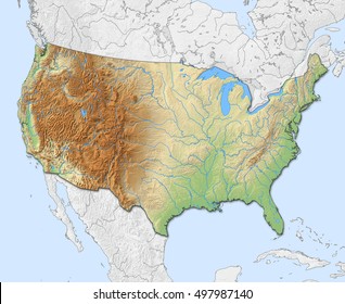 Relief Map United States 3drendering Stock Illustration 497987140 ...