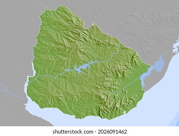 Relief map of Uruguay - 3D Rendering.