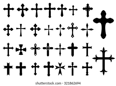 Religion Cross Christianity Symbols Set Isolated Stock Illustration ...