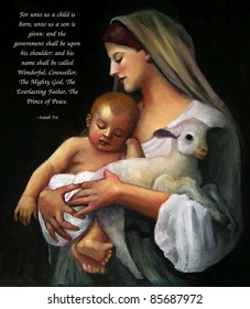 Religious Christmas: After Bouguereau, Isaiah Text