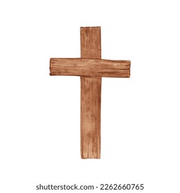 Religious cross isolated on a white background. Watercolor wooden Christian cross illustration. The hand-painted catholic or orthodox symbol for the first community, baptism, Easter, and Christmas. - Powered by Shutterstock