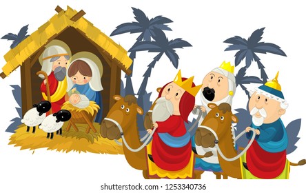 Religious Illustration Three Kings Holy Family Stock Illustration ...