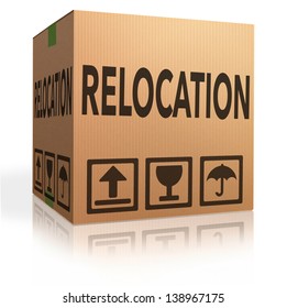 Relocation Box Cardboard Brown Package With Text Moving Icon