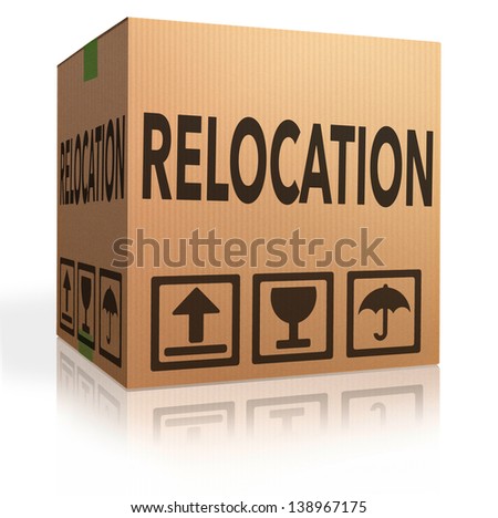 relocation box cardboard brown package with text moving icon