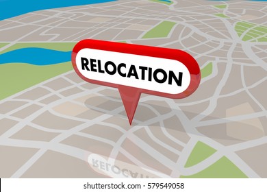 Relocation Moving Map Pin Word New Home Business 3d Illustration