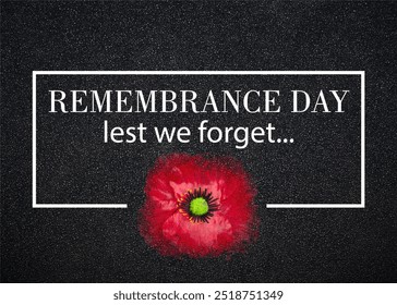 The remembrance poppy - poppy appeal. Poppy flower on black textured background. Remembrance Day, Memorial Day, Anzac Day in New Zealand, Australia, Canada and Great Britain - Powered by Shutterstock