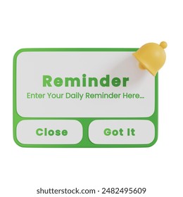 reminder button 3d icon. reminder web button