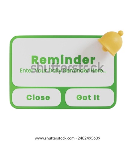reminder button 3d icon. reminder web button