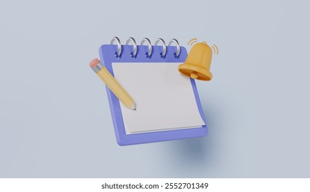 Reminder notification with bell and pencil calendar event planner note, idea checklist with pencil - Powered by Shutterstock