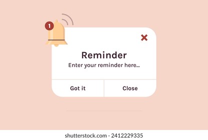 Reminder, notification page with floating elements and business planning, events, timetable flat illustration.	
