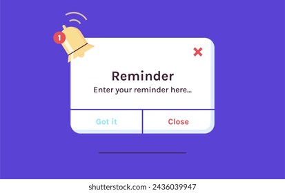 Reminder, notification page with floating elements and business planning, events, timetable flat illustration.	
