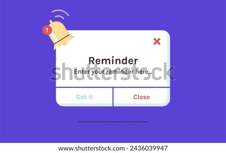 Reminder, notification page with floating elements and business planning, events, timetable flat illustration.	
