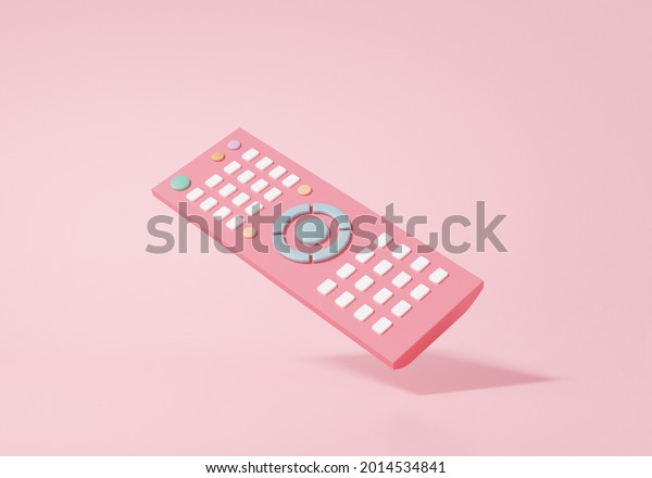 Remote\
control icon cartoon minimal style on pink background, tv\
connection , banner, copy space, 3d rendering\
