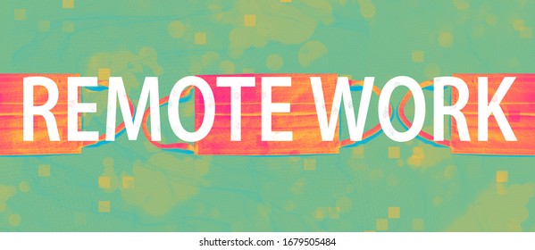 Remote Work theme with face mask on a duo tone background