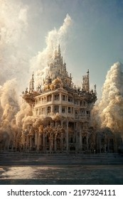 Renaissance Style Architecture, Digital Art Style, 3d Illustration