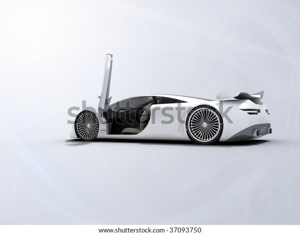  render 3D car\
behind on a white\
background