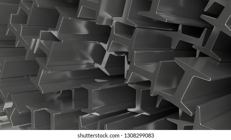 render of 3d construction metal beams