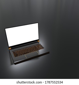 Render 3d Rgb Laptop Template With White Screen