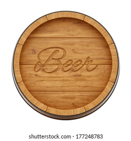 Render Of A Beer Barrel From Top View, Isolated On White