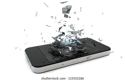 render of a broken smart phone
