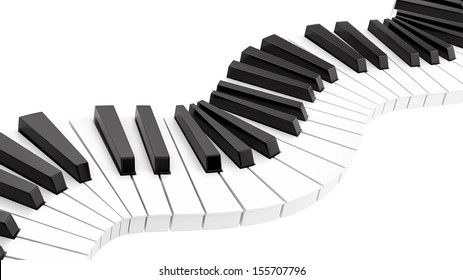 Render Of Curvy Piano Keyboard, Isolated On White