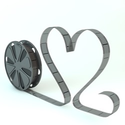 Render Of A Film Roll With An Heart Shaped Film