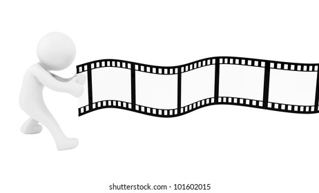 render of human pulling film strip