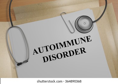 Render Illustration Of Autoimmune Disorder Title On Medical Documents