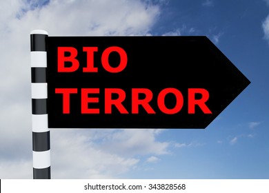 Render Illustration Of Bio Terror Title On Road Sign
