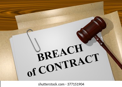 Render Illustration Of Breach Of Contract Title On Legal Documents