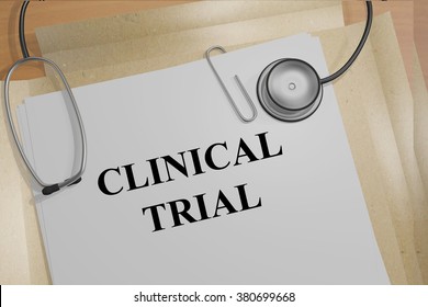 Render Illustration Of Clinical Trial Title On Medical Documents