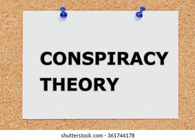 Render Illustration Of Conspiracy Theory Script On Cork Board