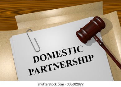 Render Illustration Of Domestic Partnership Title On Legal Documents