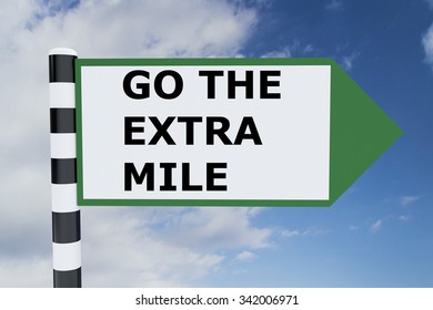 Render Illustration Of Go The Extra Mile Title On Road Sign 