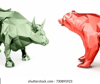 Render Illustration Golden Bull Bear Head Stock Illustration 730895923