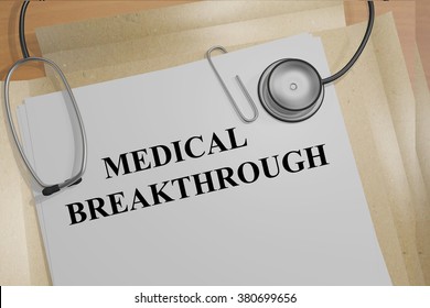 Render Illustration Of Medical Breakthrough Title On Medical Documents